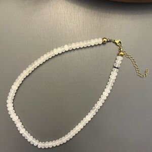 Chic White Beaded Necklace with Gold Accents